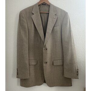 John Ashford Sport Coat Blazer Mens 42L Beige Linen Blend‎ Old Money Preppy Work
